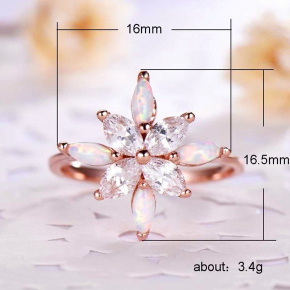 🔥 Sweet Super Dainty Flower Opal Gemstone CZ Rose Gold Ring for Women,VIP539 - Picture 4 of 7